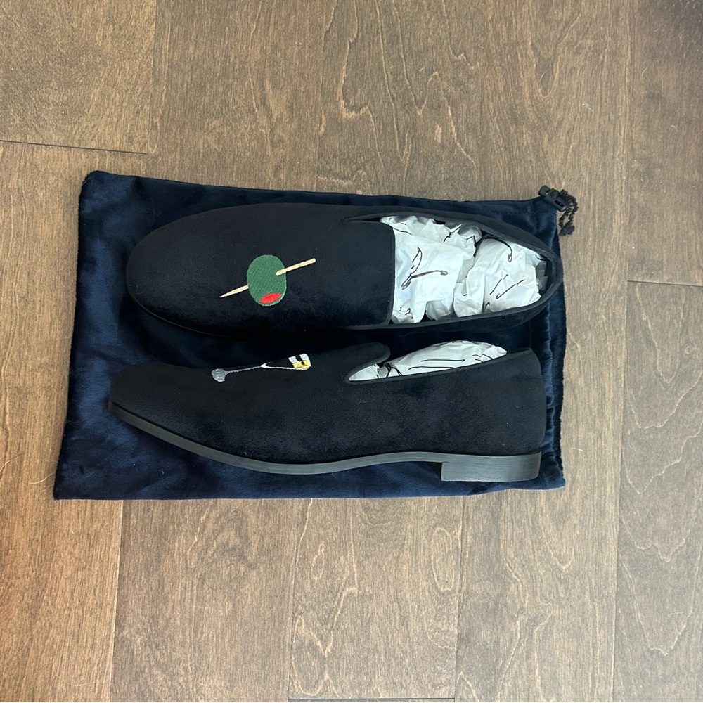 NWT May Anthony Velvet Martini Olive Loafers - Picture 3 of 4